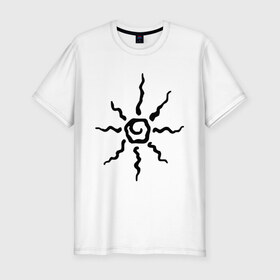Мужская футболка премиум с принтом Палящее солнце в Кировске, 92% хлопок, 8% лайкра | приталенный силуэт, круглый вырез ворота, длина до линии бедра, короткий рукав | tribal | орнамент | солнце | трайбл | узор