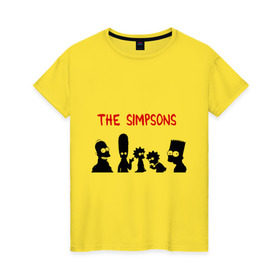 Женская футболка хлопок с принтом The simpsons в Кировске, 100% хлопок | прямой крой, круглый вырез горловины, длина до линии бедер, слегка спущенное плечо | 