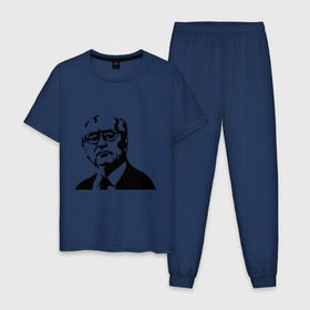 Мужская пижама хлопок с принтом Горбачев в Кировске, 100% хлопок | брюки и футболка прямого кроя, без карманов, на брюках мягкая резинка на поясе и по низу штанин
 | горбачев | михаил сергеевич | политические | россия