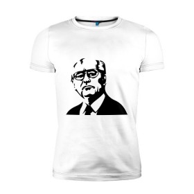 Мужская футболка премиум с принтом Горбачев в Кировске, 92% хлопок, 8% лайкра | приталенный силуэт, круглый вырез ворота, длина до линии бедра, короткий рукав | горбачев | михаил сергеевич | политические | россия