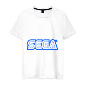 Мужская футболка хлопок с принтом SEGA в Кировске, 100% хлопок | прямой крой, круглый вырез горловины, длина до линии бедер, слегка спущенное плечо. | 8 bit | 8 бит | sega | видеоигры | приставки | сега