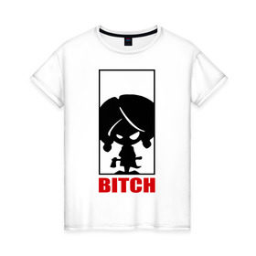 Женская футболка хлопок с принтом Bitch-logo в Кировске, 100% хлопок | прямой крой, круглый вырез горловины, длина до линии бедер, слегка спущенное плечо | девочка | девушка | злая | стерва | топор
