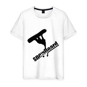 Мужская футболка хлопок с принтом Snowboard в Кировске, 100% хлопок | прямой крой, круглый вырез горловины, длина до линии бедер, слегка спущенное плечо. | 