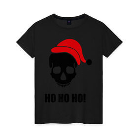 Женская футболка хлопок с принтом HO-HO-HO! в Кировске, 100% хлопок | прямой крой, круглый вырез горловины, длина до линии бедер, слегка спущенное плечо | 2012 | new year | нг | новый год | новый год 2012 | снегурочка | череп | черепок