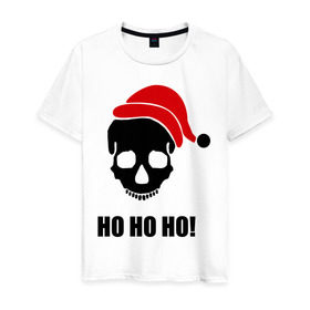 Мужская футболка хлопок с принтом HO-HO-HO! в Кировске, 100% хлопок | прямой крой, круглый вырез горловины, длина до линии бедер, слегка спущенное плечо. | 2012 | new year | нг | новый год | новый год 2012 | снегурочка | череп | черепок