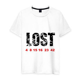 Мужская футболка хлопок с принтом LOST в Кировске, 100% хлопок | прямой крой, круглый вырез горловины, длина до линии бедер, слегка спущенное плечо. | lost | лост | остаться в живых