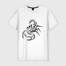 Мужская футболка премиум с принтом Скорпион в Кировске, 92% хлопок, 8% лайкра | приталенный силуэт, круглый вырез ворота, длина до линии бедра, короткий рукав | скорпион