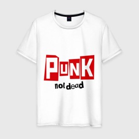 Мужская футболка хлопок с принтом Punk not Dead в Кировске, 100% хлопок | прямой крой, круглый вырез горловины, длина до линии бедер, слегка спущенное плечо. | hardcore | heavy metal | metal | punk | rock | trash metal | метал | панк | рок | трэш метал | хеви метал