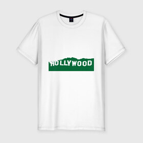 Мужская футболка премиум с принтом Hollywood в Кировске, 92% хлопок, 8% лайкра | приталенный силуэт, круглый вырез ворота, длина до линии бедра, короткий рукав | california | hollywood | los angeles | голивуд | голливуд