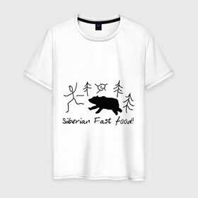 Мужская футболка хлопок с принтом Siberian Fast Food в Кировске, 100% хлопок | прямой крой, круглый вырез горловины, длина до линии бедер, слегка спущенное плечо. | 