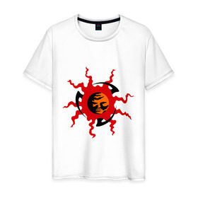 Мужская футболка хлопок с принтом Солнце в Кировске, 100% хлопок | прямой крой, круглый вырез горловины, длина до линии бедер, слегка спущенное плечо. | лучи | солнце | солнышко