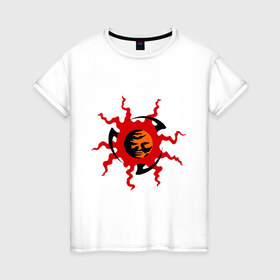 Женская футболка хлопок с принтом Солнце в Кировске, 100% хлопок | прямой крой, круглый вырез горловины, длина до линии бедер, слегка спущенное плечо | лучи | солнце | солнышко