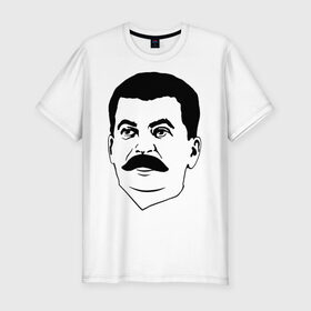 Мужская футболка премиум с принтом Сталин в Кировске, 92% хлопок, 8% лайкра | приталенный силуэт, круглый вырез ворота, длина до линии бедра, короткий рукав | stalin | ussr | коба | кобба | политические | ссср | сталин