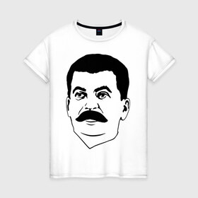 Женская футболка хлопок с принтом Сталин в Кировске, 100% хлопок | прямой крой, круглый вырез горловины, длина до линии бедер, слегка спущенное плечо | stalin | ussr | коба | кобба | политические | ссср | сталин