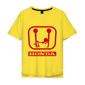 Мужская футболка хлопок Oversize с принтом Honda (эро) в Кировске, 100% хлопок | свободный крой, круглый ворот, “спинка” длиннее передней части | honda | авто | автомобиль | логотип | марка | машина | хонда