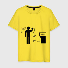 Мужская футболка хлопок с принтом Бензиновый суицид в Кировске, 100% хлопок | прямой крой, круглый вырез горловины, длина до линии бедер, слегка спущенное плечо. | бензин | бензиновый суицид | бензоколонка | заправка | суицид