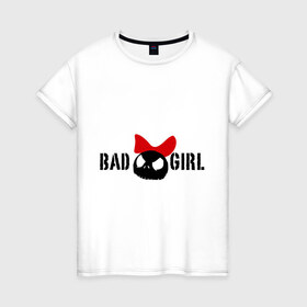 Женская футболка хлопок с принтом Bad girl в Кировске, 100% хлопок | прямой крой, круглый вырез горловины, длина до линии бедер, слегка спущенное плечо | bad girl