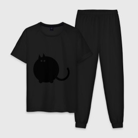 Мужская пижама хлопок с принтом Котег в Кировске, 100% хлопок | брюки и футболка прямого кроя, без карманов, на брюках мягкая резинка на поясе и по низу штанин
 | животные | кот | кошки | черный кот