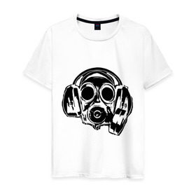 Мужская футболка хлопок с принтом Toxic DJ в Кировске, 100% хлопок | прямой крой, круглый вырез горловины, длина до линии бедер, слегка спущенное плечо. | Тематика изображения на принте: deejay | dj | toxic | диджей | противогаз | токсик
