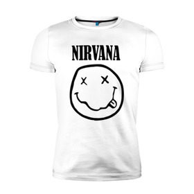 Мужская футболка премиум с принтом Nirvana в Кировске, 92% хлопок, 8% лайкра | приталенный силуэт, круглый вырез ворота, длина до линии бедра, короткий рукав | cobain | media | nirvana | rock | smells like teen spirit | toplanding | кобейн | нирвана | рок