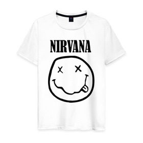 Мужская футболка хлопок с принтом Nirvana в Кировске, 100% хлопок | прямой крой, круглый вырез горловины, длина до линии бедер, слегка спущенное плечо. | cobain | media | nirvana | rock | smells like teen spirit | toplanding | кобейн | нирвана | рок