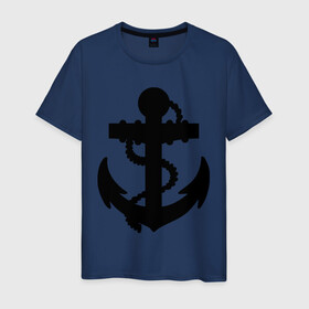 Мужская футболка хлопок с принтом Якорь в Кировске, 100% хлопок | прямой крой, круглый вырез горловины, длина до линии бедер, слегка спущенное плечо. | вмс | вмф | военно | морской флот | моряк | моряки | флот | якорь