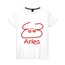 Женская футболка хлопок с принтом Овен в Кировске, 100% хлопок | прямой крой, круглый вырез горловины, длина до линии бедер, слегка спущенное плечо | aries | гороскоп | знаки зодиака | овен