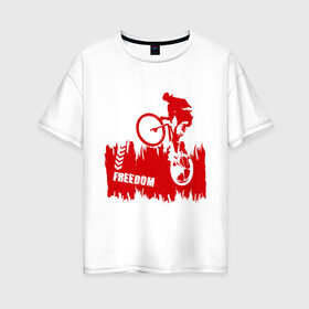 Женская футболка хлопок Oversize с принтом Велосипед в Кировске, 100% хлопок | свободный крой, круглый ворот, спущенный рукав, длина до линии бедер
 | Тематика изображения на принте: streeet | xtream | велик | вело | велосипед | стрит | экстрим