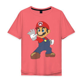 Мужская футболка хлопок Oversize с принтом Super Mario (1) в Кировске, 100% хлопок | свободный крой, круглый ворот, “спинка” длиннее передней части | nintendo | марио | нинтендо