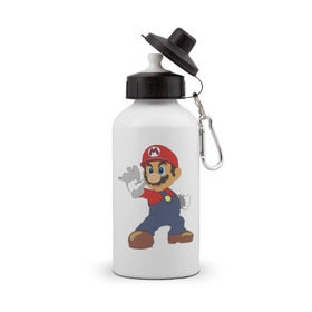 Бутылка спортивная с принтом Super Mario (1) в Кировске, металл | емкость — 500 мл, в комплекте две пластиковые крышки и карабин для крепления | nintendo | марио | нинтендо