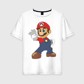 Женская футболка хлопок Oversize с принтом Super Mario (1) в Кировске, 100% хлопок | свободный крой, круглый ворот, спущенный рукав, длина до линии бедер
 | nintendo | марио | нинтендо