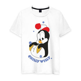 Мужская футболка хлопок с принтом Chilly Willy в Кировске, 100% хлопок | прямой крой, круглый вырез горловины, длина до линии бедер, слегка спущенное плечо. | пингвин
