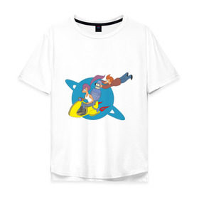 Мужская футболка хлопок Oversize с принтом Futurama в Кировске, 100% хлопок | свободный крой, круглый ворот, “спинка” длиннее передней части | 