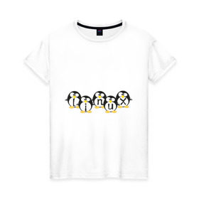 Женская футболка хлопок с принтом Linux (5) в Кировске, 100% хлопок | прямой крой, круглый вырез горловины, длина до линии бедер, слегка спущенное плечо | пингвин
