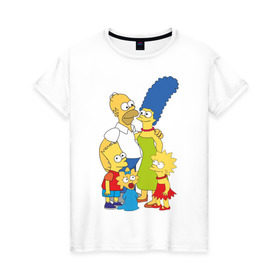 Женская футболка хлопок с принтом The Simpsons (2) в Кировске, 100% хлопок | прямой крой, круглый вырез горловины, длина до линии бедер, слегка спущенное плечо | гомер