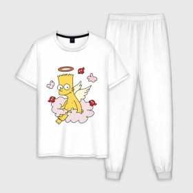 Мужская пижама хлопок с принтом Бард Симпсон Ангел в Кировске, 100% хлопок | брюки и футболка прямого кроя, без карманов, на брюках мягкая резинка на поясе и по низу штанин
 | simpsons | барт | симпсоны | симсоны