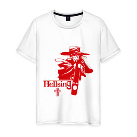 Мужская футболка хлопок с принтом Hellsing (1) в Кировске, 100% хлопок | прямой крой, круглый вырез горловины, длина до линии бедер, слегка спущенное плечо. | anime | hellsing | аниме | анимэ | хельсинг