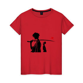 Женская футболка хлопок с принтом Samurai Champloo в Кировске, 100% хлопок | прямой крой, круглый вырез горловины, длина до линии бедер, слегка спущенное плечо | anime | champloo | samurai | аниме | манга