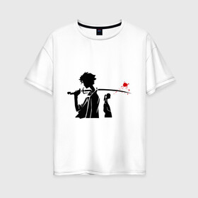 Женская футболка хлопок Oversize с принтом Samurai Champloo в Кировске, 100% хлопок | свободный крой, круглый ворот, спущенный рукав, длина до линии бедер
 | anime | champloo | samurai | аниме | манга