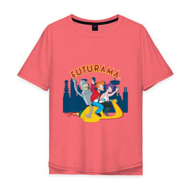Мужская футболка хлопок Oversize с принтом Futurama(1) в Кировске, 100% хлопок | свободный крой, круглый ворот, “спинка” длиннее передней части | 