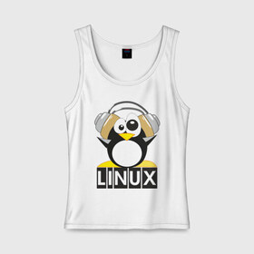Женская майка хлопок с принтом Linux (6) в Кировске, 95% хлопок, 5% эластан |  | пингвин