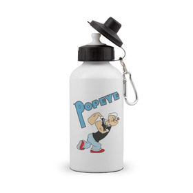 Бутылка спортивная с принтом Popeye в Кировске, металл | емкость — 500 мл, в комплекте две пластиковые крышки и карабин для крепления | popeye