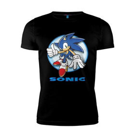 Мужская футболка премиум с принтом Sonic в Кировске, 92% хлопок, 8% лайкра | приталенный силуэт, круглый вырез ворота, длина до линии бедра, короткий рукав | sonic | sonic 2 | super sonic | соник