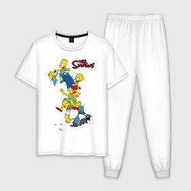 Мужская пижама хлопок с принтом The simpsons(1) в Кировске, 100% хлопок | брюки и футболка прямого кроя, без карманов, на брюках мягкая резинка на поясе и по низу штанин
 | гомер