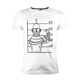 Мужская футболка премиум с принтом Bender (3) в Кировске, 92% хлопок, 8% лайкра | приталенный силуэт, круглый вырез ворота, длина до линии бедра, короткий рукав | bender | futurama | бендер | футурама