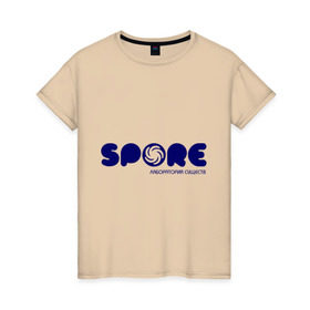 Женская футболка хлопок с принтом Spore в Кировске, 100% хлопок | прямой крой, круглый вырез горловины, длина до линии бедер, слегка спущенное плечо | игра | игры | лаборатория существ | спор