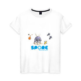 Женская футболка хлопок с принтом Spore (3) в Кировске, 100% хлопок | прямой крой, круглый вырез горловины, длина до линии бедер, слегка спущенное плечо | игры | лаборатория существ | спор