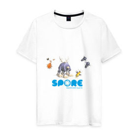 Мужская футболка хлопок с принтом Spore (3) в Кировске, 100% хлопок | прямой крой, круглый вырез горловины, длина до линии бедер, слегка спущенное плечо. | игры | лаборатория существ | спор