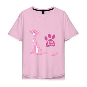 Мужская футболка хлопок Oversize с принтом Розовая Пантера в Кировске, 100% хлопок | свободный крой, круглый ворот, “спинка” длиннее передней части | pink panther | розовая пантера