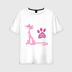 Женская футболка хлопок Oversize с принтом Розовая Пантера в Кировске, 100% хлопок | свободный крой, круглый ворот, спущенный рукав, длина до линии бедер
 | pink panther | розовая пантера